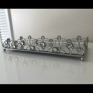Rectangular Jeweled Edge Vanity Mirror Tray